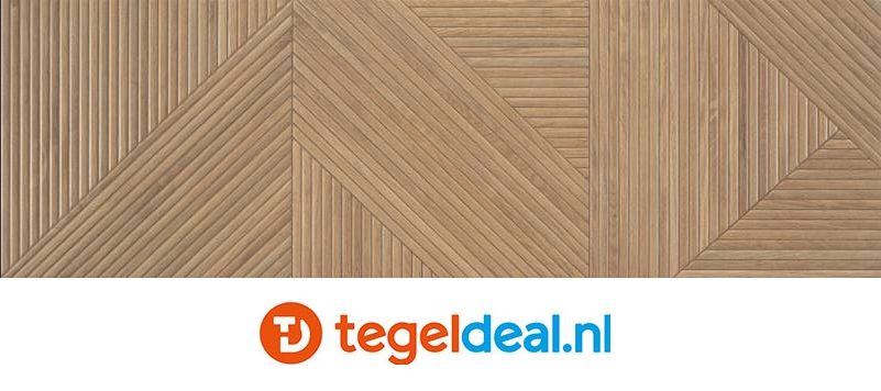 Colorker, Tangram Walnut en Coffee, 31,6x100 cm, reliëf wand- decortegel 