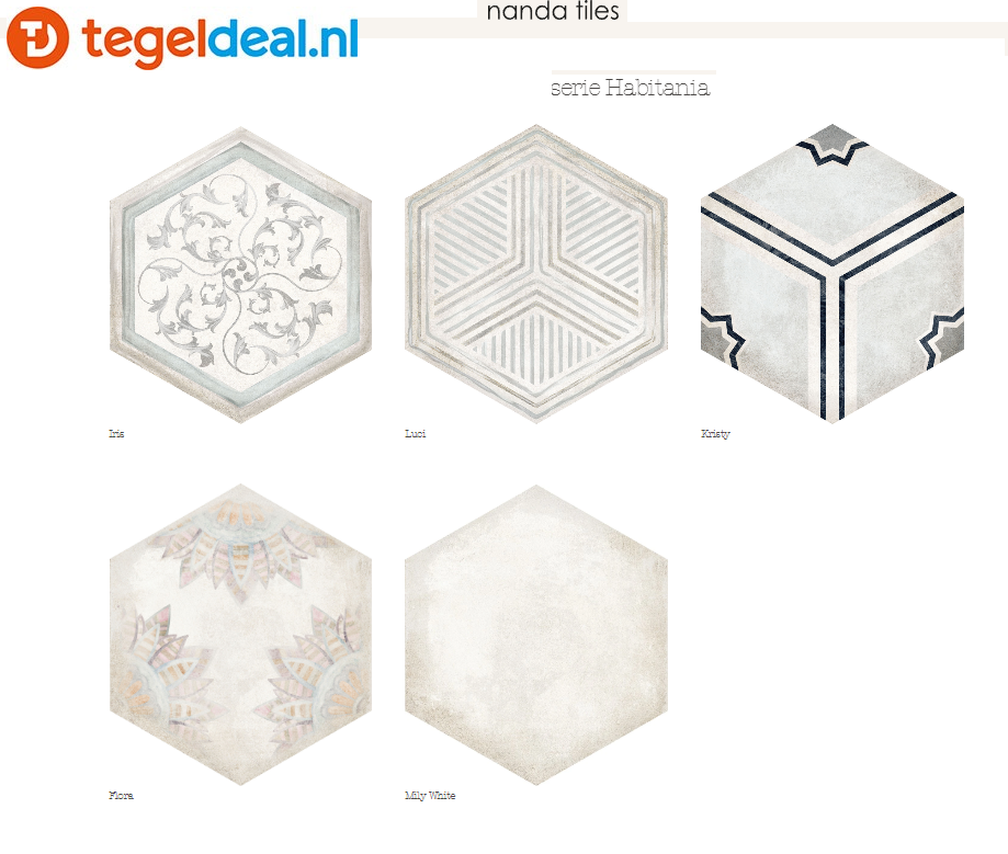 Nanda Tiles, Habitania, 21x25 cm, hexagon patroontegels 