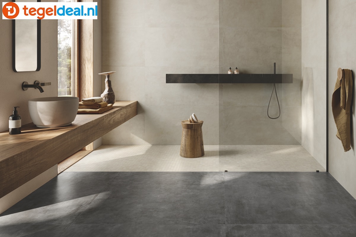 Ermes Aurelia, Domino Fumo, 60x60 cm, cementlook tegels