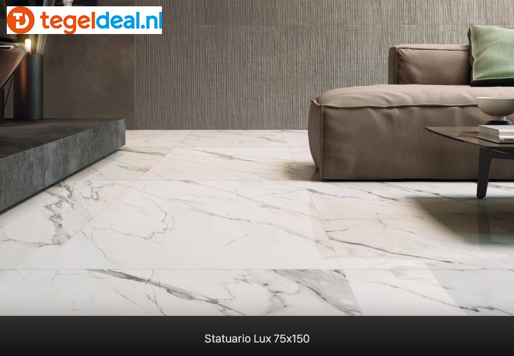 Supergres Purity of Marble, Statuario Lux, 60x120 cm, marmerlook tegels