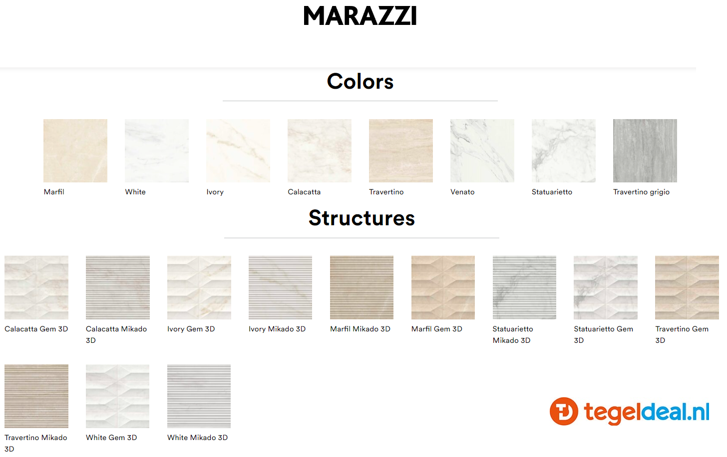 Marazzi Marbleplay, marmerlook tegels - 8 kleuren - 5 formaten