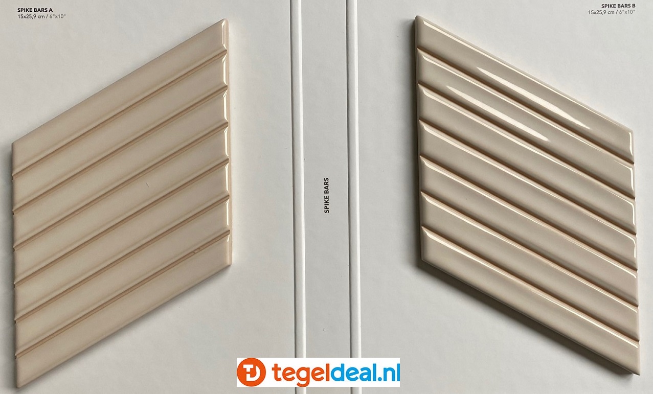 WOW Design, Spike Bars DEEP WHITE - A, 15x26 cm, wandtegels met reliëf