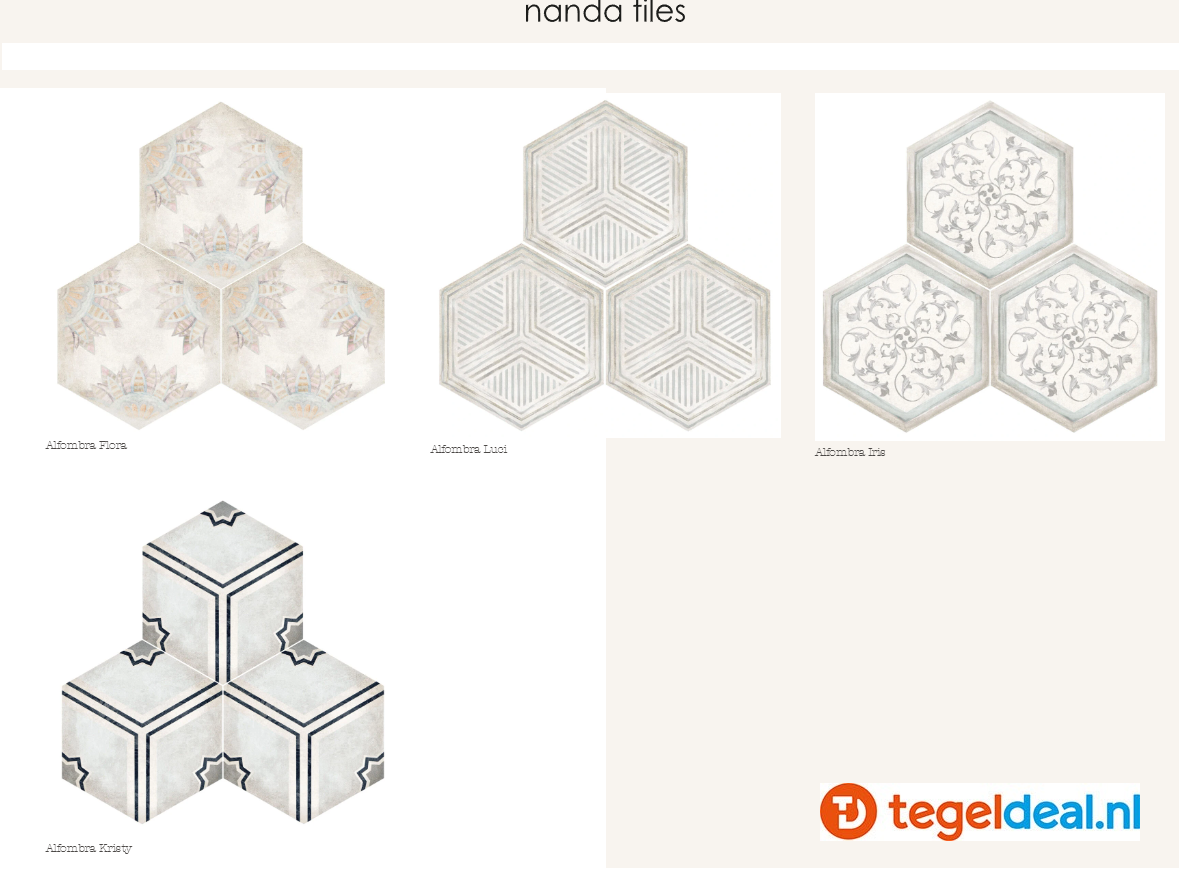 Nanda Tiles, Habitania, 21x25 cm, hexagon patroontegels 