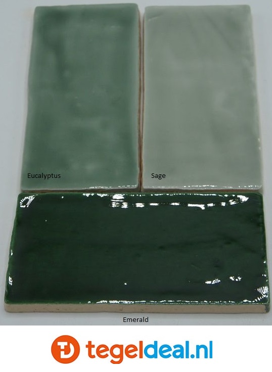 EMERALD GREEN, 7,5x15 cm, handvorm wandtegels - OP VOORRAAD 