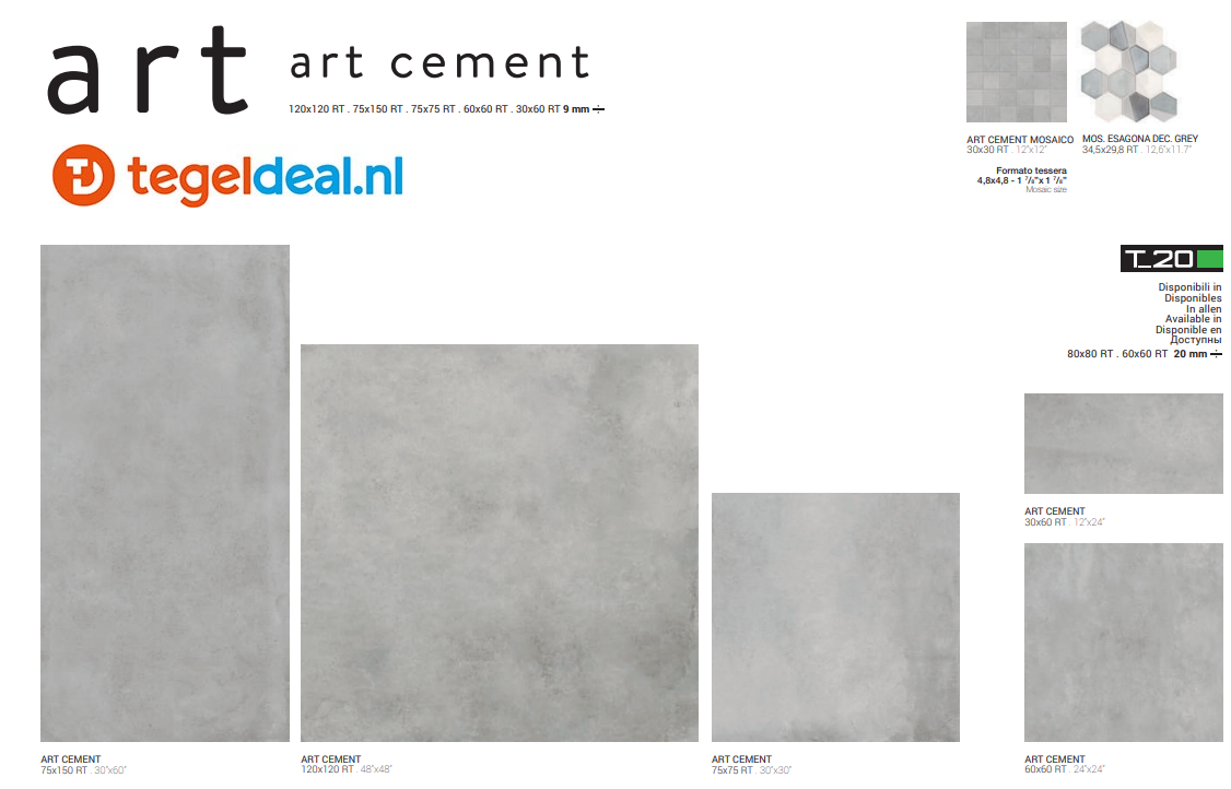Supergres Art Cement, 75x75 cm, CE75, betonlook tegels  