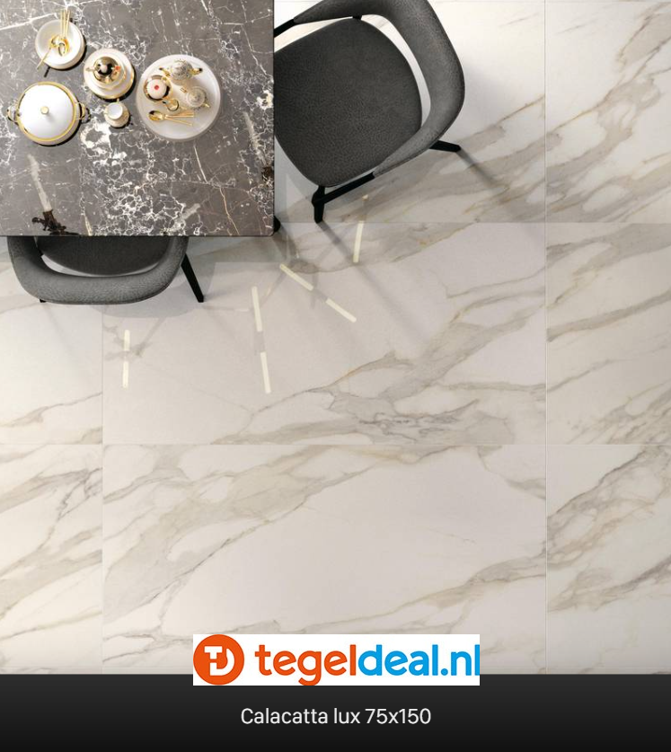 Supergres Purity of Marble, Calacatta Lux, 60x120 cm, marmerlook tegels