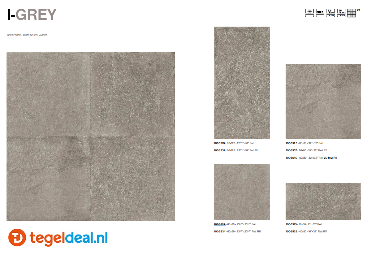 Isla Tiles, I-Stone GREY, 40x80 cm, art. 1006515, natuursteenlook tegels  