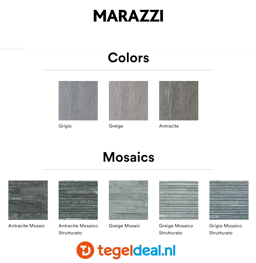 Marazzi, Mystone Pietra di Vals, kwartsietlook tegels - 3 kleuren - 6 formaten