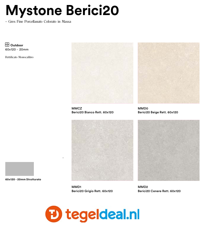 Marazzi, Mystone Berici, natuursteenlook tegels - 4 kleuren - 5 formaten  