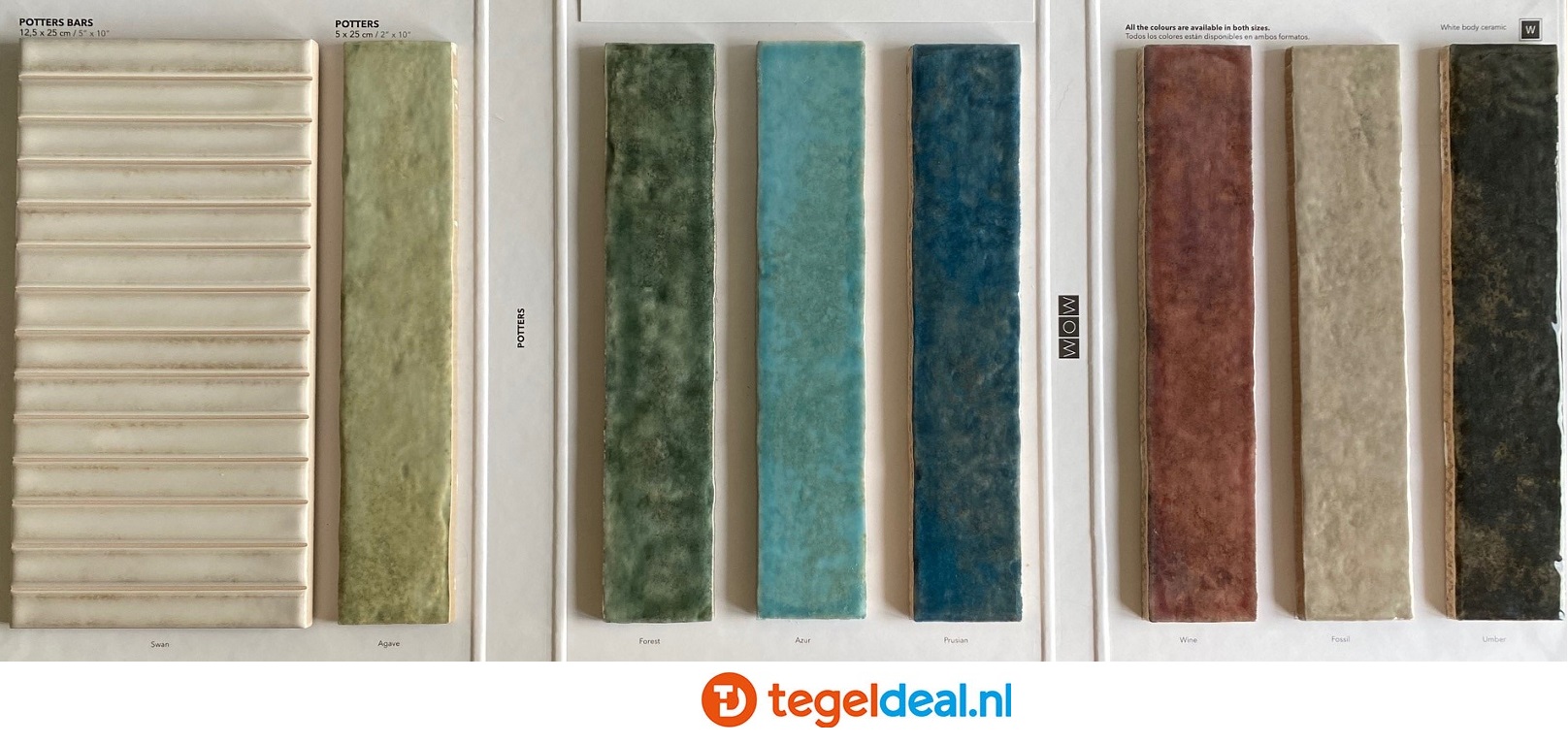 WOW Design, Potters FOSSIL, 12,5x25 cm Bar, wandtegels met reliëf