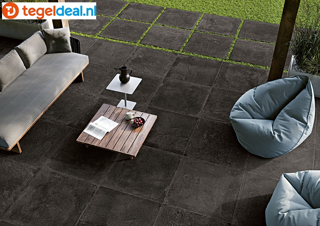 Isla Tiles, I-Stone DARK, 80x80x2 cm, art. 1006495, natuursteenlook terrastegels  