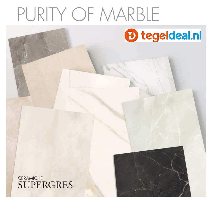 Supergres Purity of Marble, Marfil Lux, 60x120 cm, marmerlook tegels