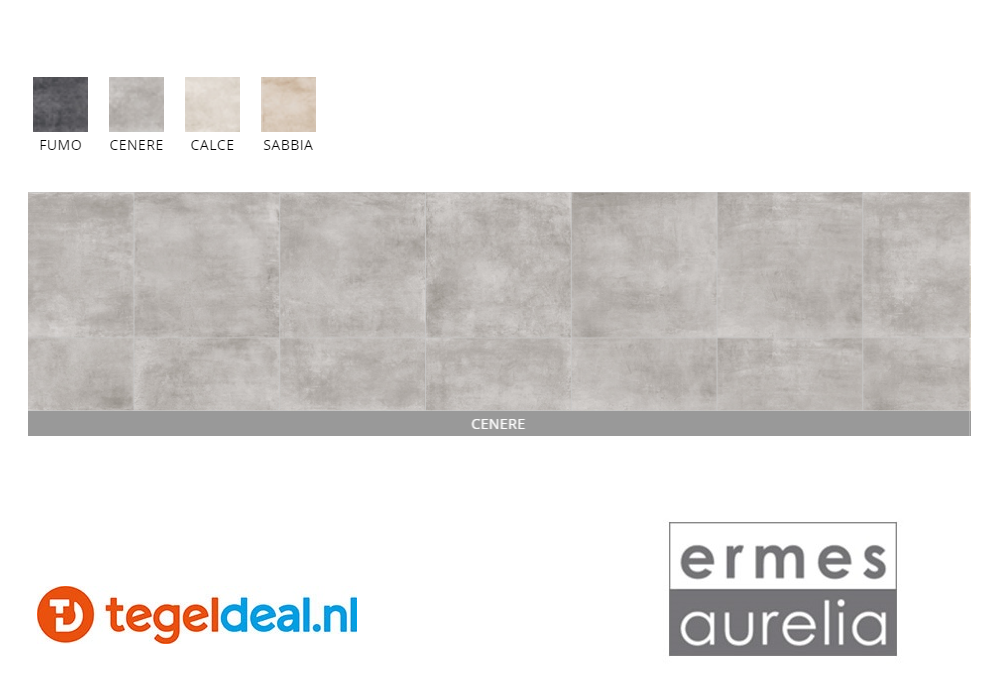 Ermes Aurelia, Domino Cenere, 80,2x80,2x2 cm, cementlook terrastegels