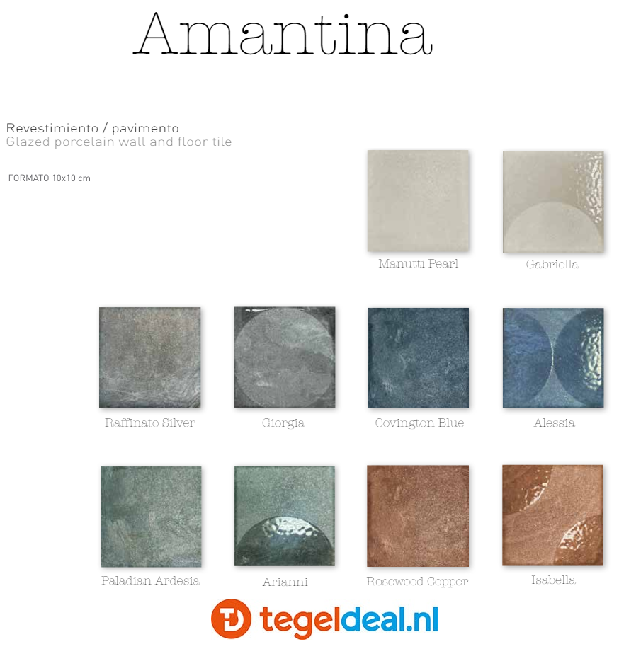 Nanda Tiles, Amantina, 10x10 cm, vloer- en wandtegels