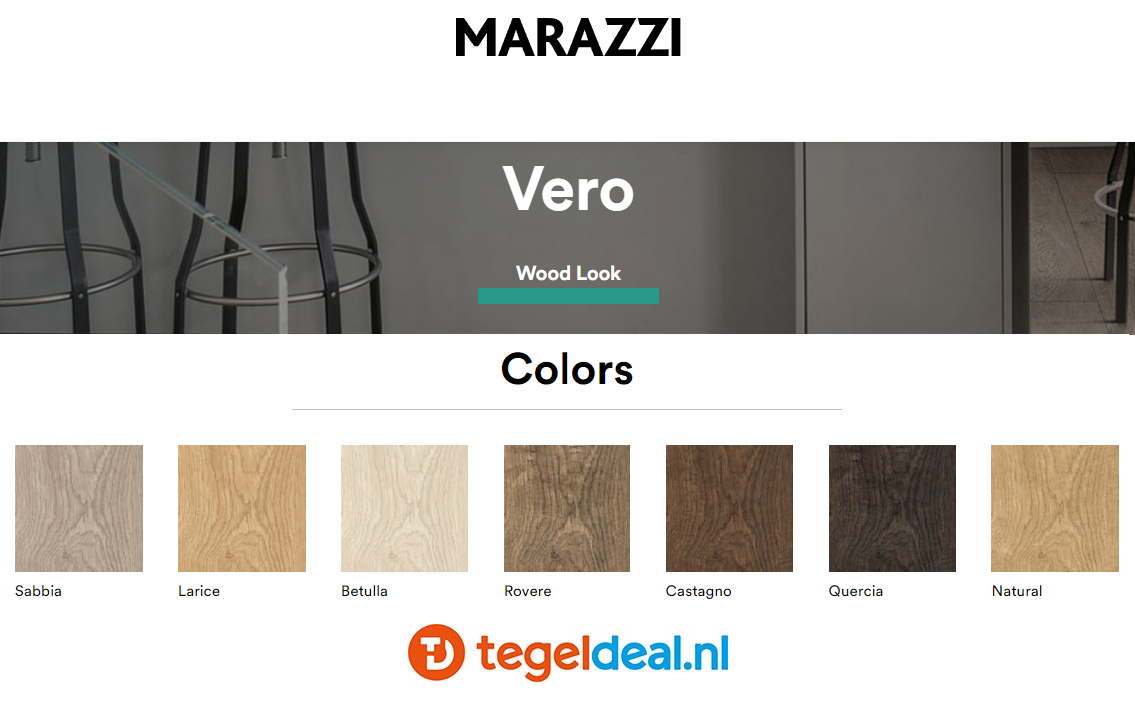 Marazzi Vero, houtlook tegels - 7 kleuren - 5 formaten