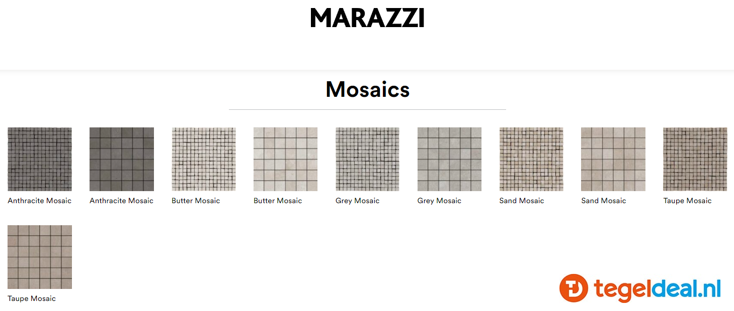 Marazzi Plaster, betonlook tegels - 5 kleuren - 4 formaten