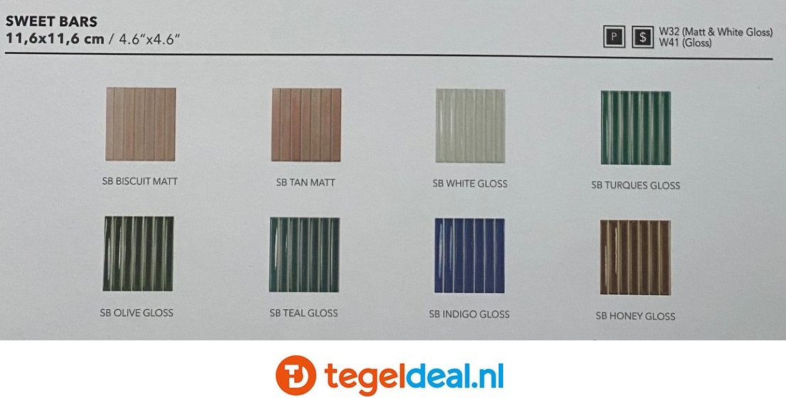 WOW Design, Sweet Bars HONEY GLOSS, 11,6x11,6 cm, wandtegels met reliëf