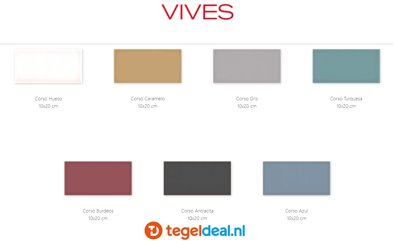 Vives Corso, 10x20 cm, wandtegels in 7 kleuren 