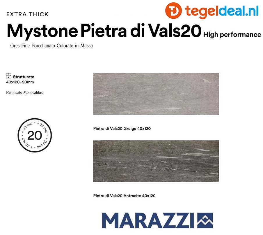 Marazzi, Mystone Pietra di Vals, kwartsietlook tegels - 3 kleuren - 6 formaten