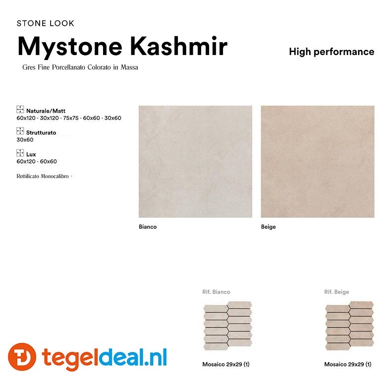 Marazzi, Mystone Kashmir, kalksteenlook tegels -  2kleuren - 5 formaten
