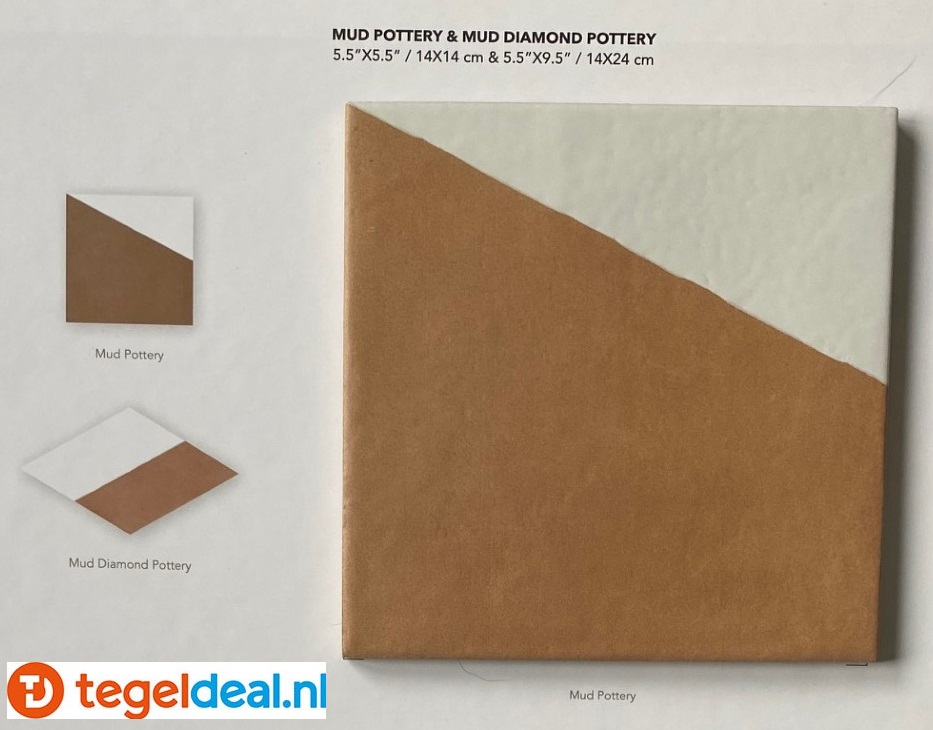 WOW Design, Mud Diamond GRAPHITE, 14x24 cm - ruitvorm tegels