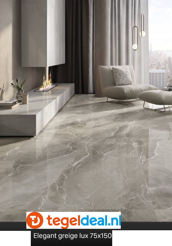 Supergres Purity of Marble, Elegant Greige Lux, 60x120 cm, marmerlook tegels