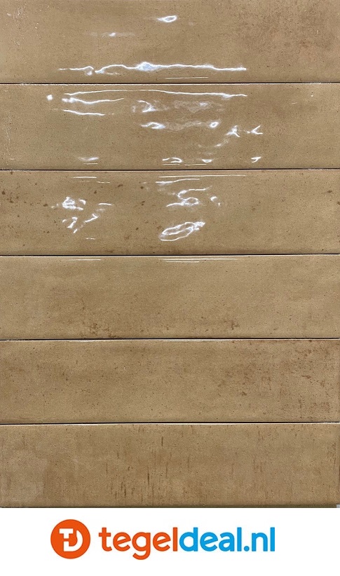 Ribesalbes, Vibe, Caramel, 7,5x30 cm, handvorm wandtegels