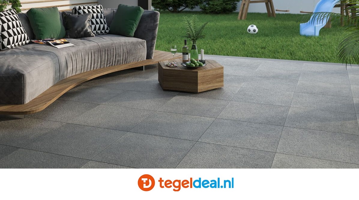 Terrastegels Terrace Grafit, 60x60x2 cm, OP VOORRAAD