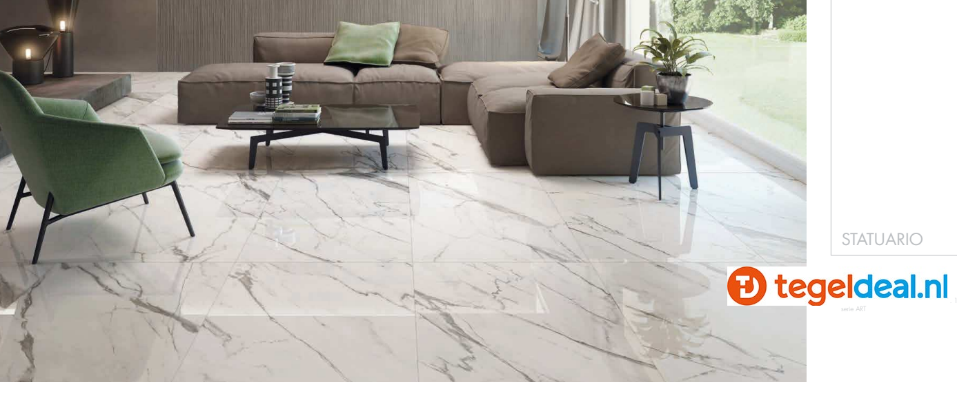 Supergres Purity of Marble, Statuario Lux, 60x120 cm, marmerlook tegels