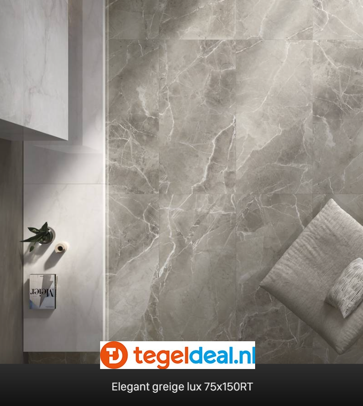 Supergres Purity of Marble, Elegant Greige Lux, 60x120 cm, marmerlook tegels