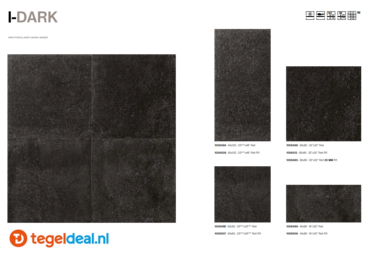 Isla Tiles, I-Stone DARK, 80x80x2 cm, art. 1006495, natuursteenlook terrastegels  