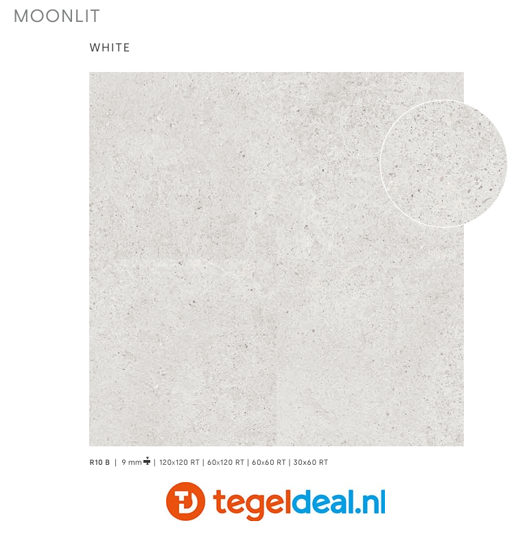 Supergres Moonlit, White, 60x60x2 cm, terrastegels