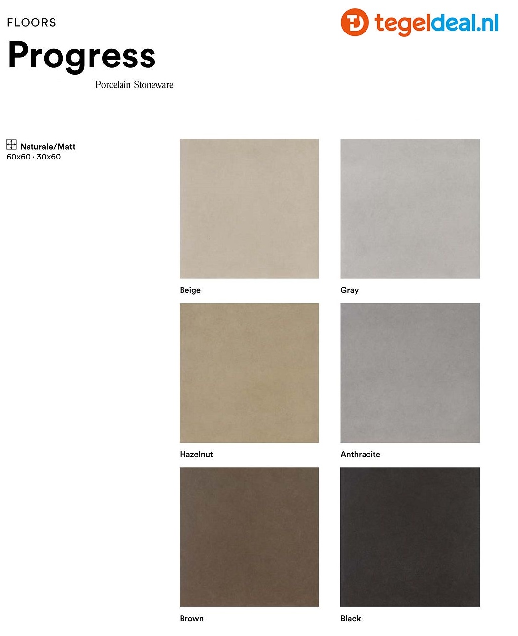 Marazzi Progress, cementlook tegels - 6 kleuren - 2 formaten