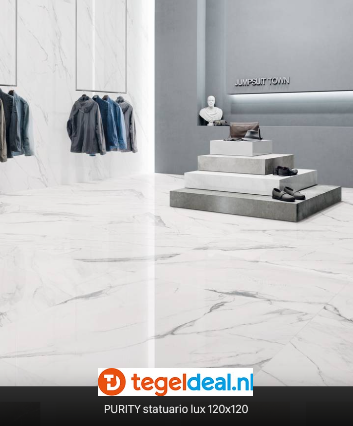 Supergres Purity of Marble, Statuario Lux, 60x120 cm, marmerlook tegels