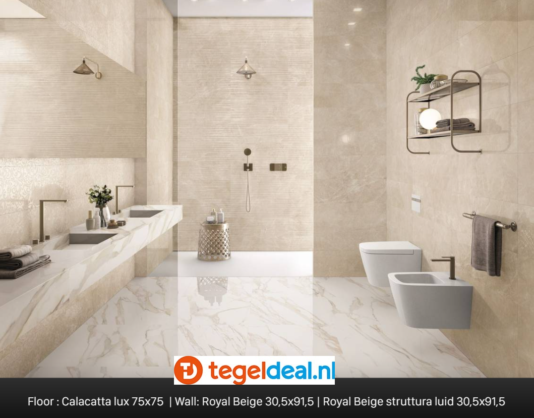 Supergres Purity of Marble, Calacatta Lux, 60x120 cm, marmerlook tegels