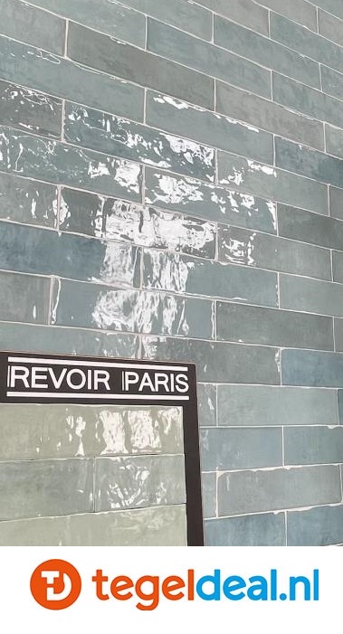Revoir Paris, Atelier Turquoise, 6,2x25 cm glans, handvorm wandtegels OP VOORRAAD