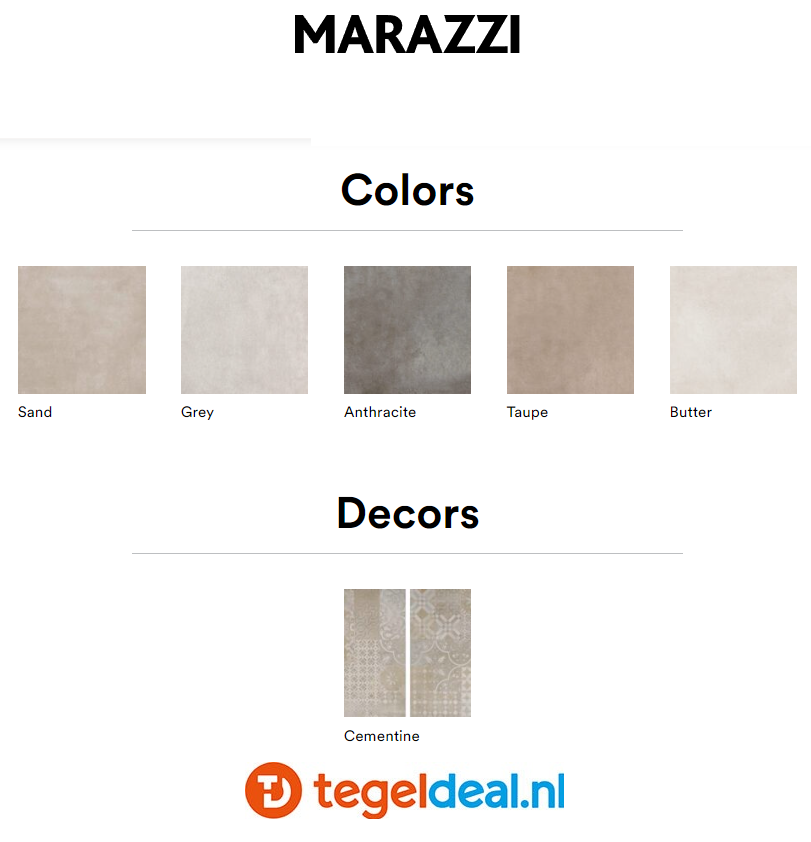 Marazzi Plaster, betonlook tegels - 5 kleuren - 4 formaten